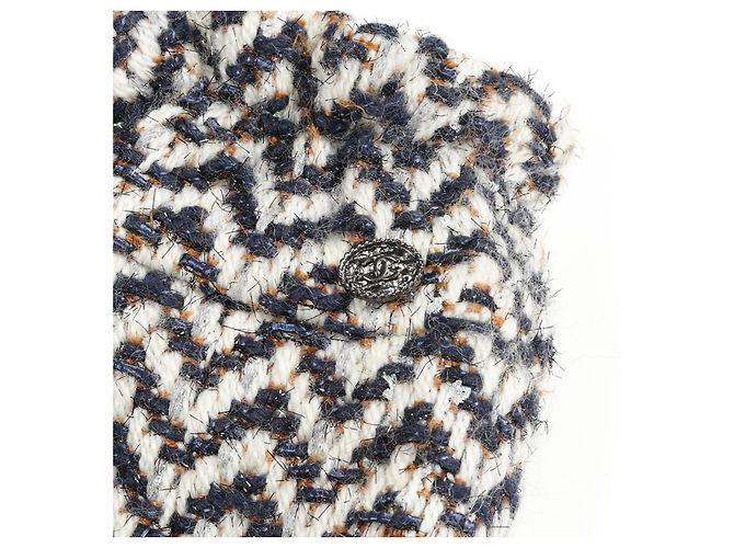 Timeless Saia de lã e nylon Chanel Marrom Branco Azul Azul marinho - vista 9