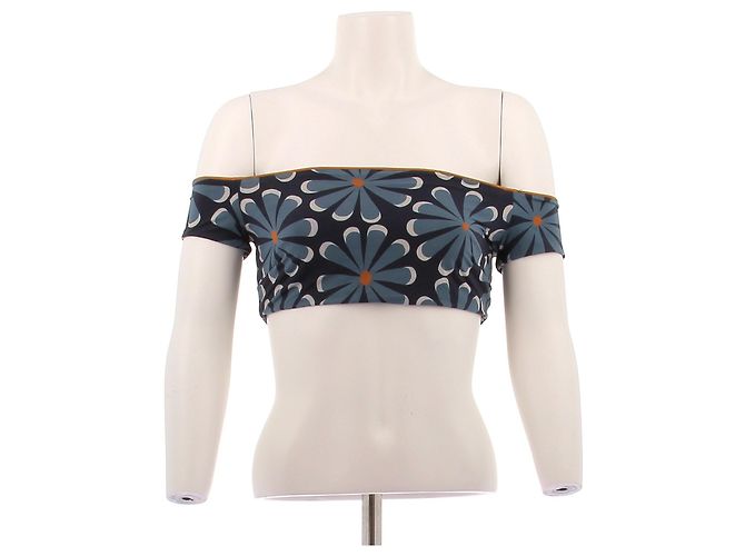 Autre Marque Badeanzug mit Blumenmuster Marineblau - Ansicht 2