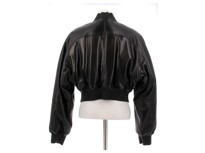 Phoebe Philo Bomber de cuero negro - vista 2