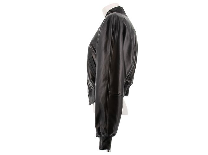 Phoebe Philo Bomber de cuero negro - vista 4