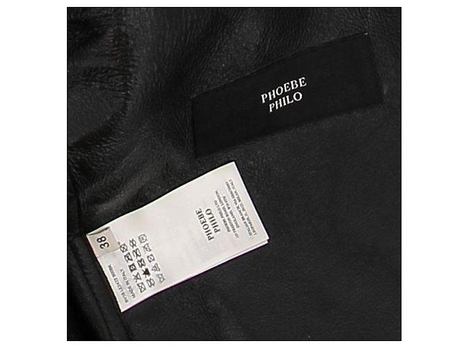 Phoebe Philo Chaqueta con capucha de cuero negro - vista 5