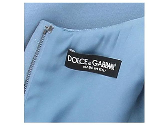 Dolce & Gabbana Vestido corto azul con flor de lentejuelas en lana y seda - vista 5