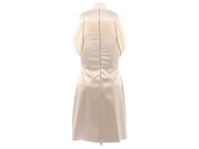 Christopher Kane Vestido creme de lã e seda Bege - vista 2