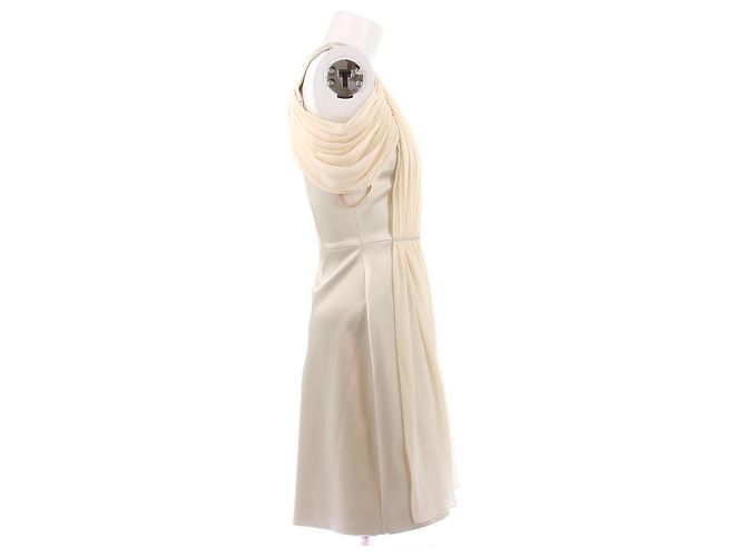 Christopher Kane Vestido creme de lã e seda Bege - vista 3