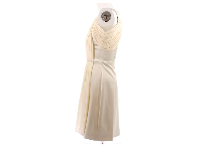 Christopher Kane Vestido creme de lã e seda Bege - vista 4