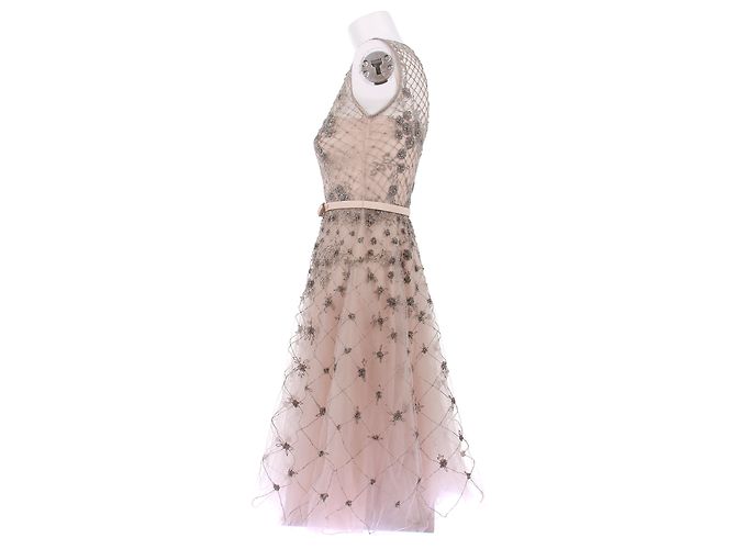 Valentino Garavani Vestido largo rosa de seda con strass - vista 4