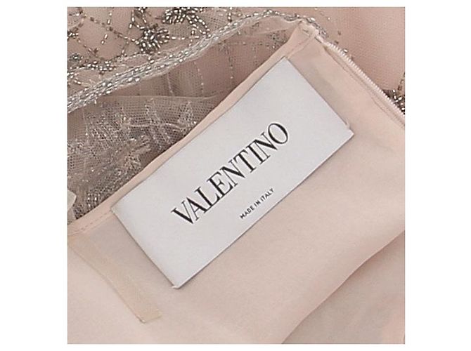 Valentino Garavani Vestido largo rosa de seda con strass - vista 5