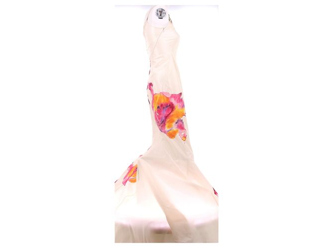 Dior Asymmetrisches langes Kleid mit Blumendetails Pink - Ansicht 3