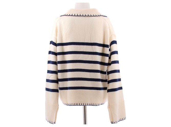 Autre Marque Streifenpullover aus Kaschmir und Wolle Beige - Ansicht 2