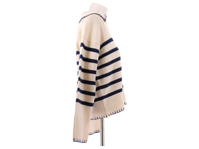 Autre Marque Streifenpullover aus Kaschmir und Wolle Beige - Ansicht 3