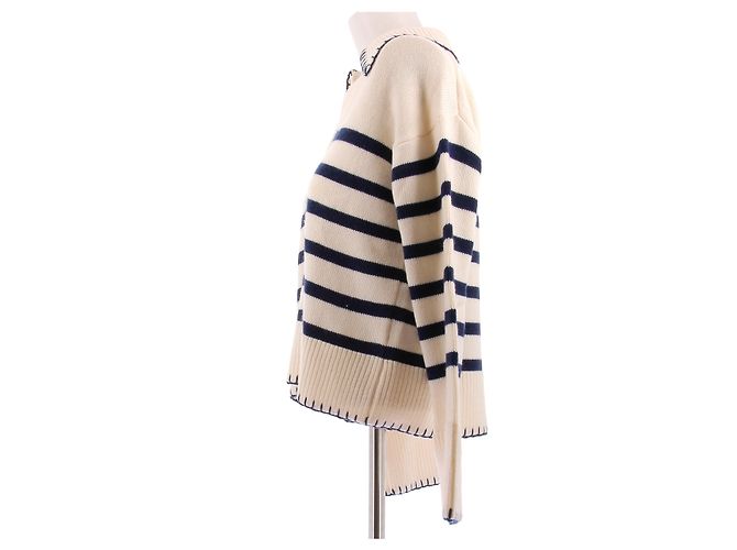 Autre Marque Streifenpullover aus Kaschmir und Wolle Beige - Ansicht 4