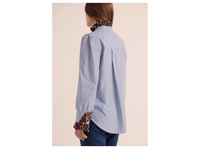 Blusa Balzac Paris Source de leopardo y rayas de algodón Azul Multicolor Estampado de leopardo - vista 4