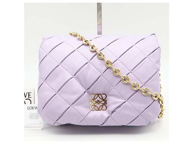 Borsa Puffer in Agnello Goya Loewe Porpora - vista 2