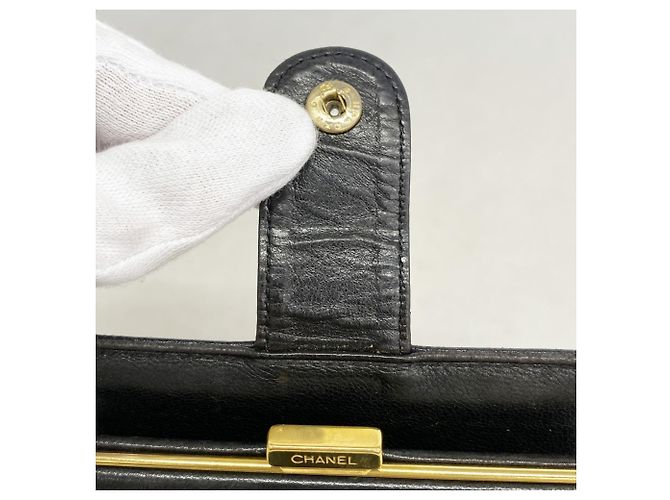 Timeless Billetera bi-fold de piel de ternera granulada negra Chanel Negro - vista 10