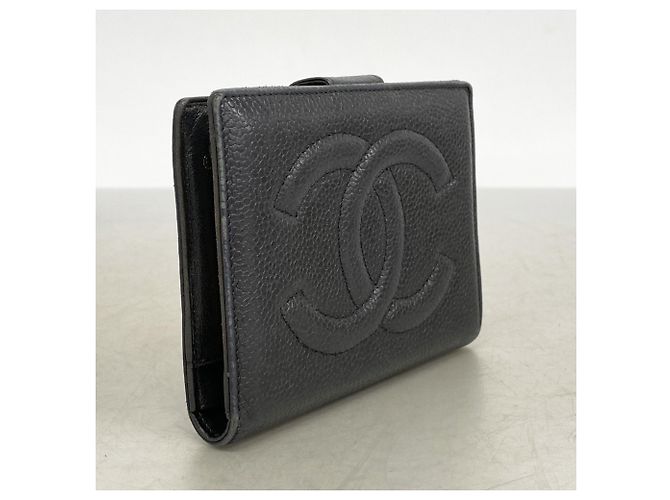 Timeless Billetera bi-fold de piel de ternera granulada negra Chanel Negro - vista 2