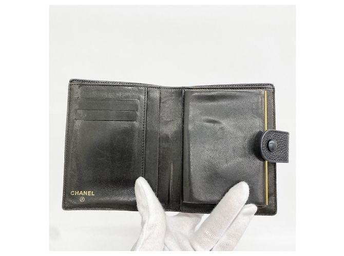 Timeless Billetera bi-fold de piel de ternera granulada negra Chanel Negro - vista 3
