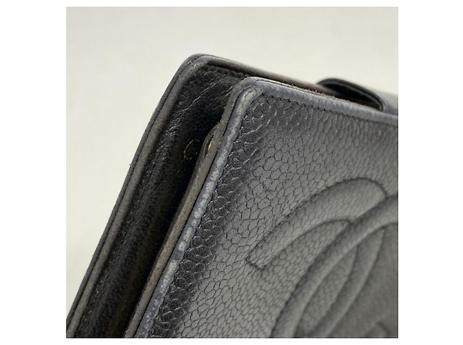 Timeless Billetera bi-fold de piel de ternera granulada negra Chanel Negro - vista 5