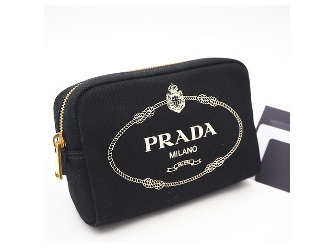 Prada Canvas Canapa Logo Pouch Black White - view 2