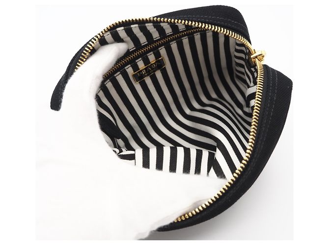 Prada Canvas Canapa Logo Pouch Black White - view 8