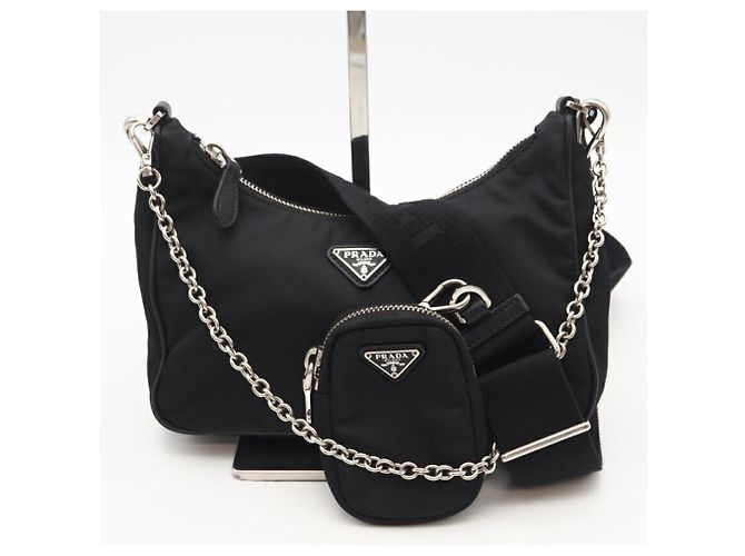 Borsa a Spalla in Pelle Saffiano Prada Nero - vista 2