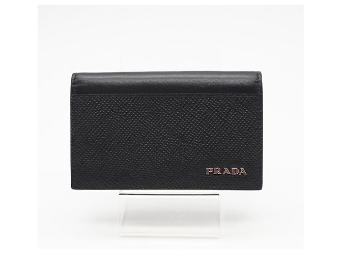 Prada Saffiano Leder Kartenetui Schwarz - Ansicht 2