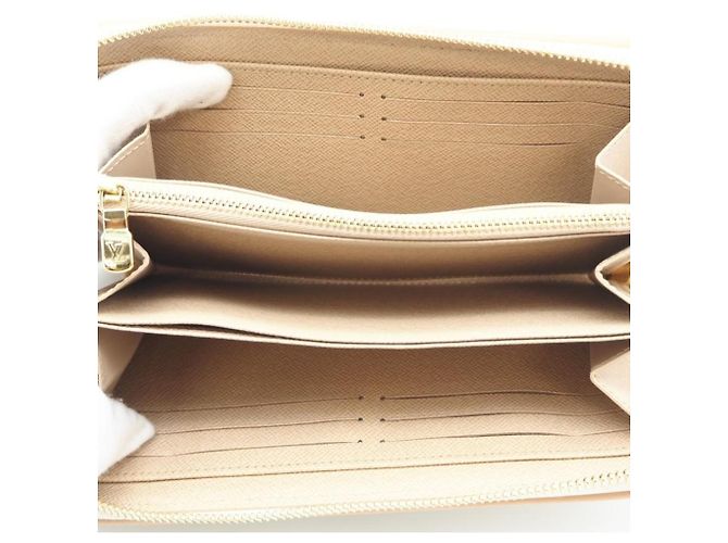 Louis Vuitton Monogram Mini Zippy Geldbörse Weiß Beige - Ansicht 10