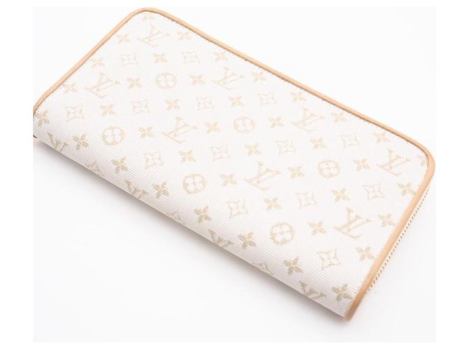 Louis Vuitton Monogram Mini Zippy Geldbörse Weiß Beige - Ansicht 3