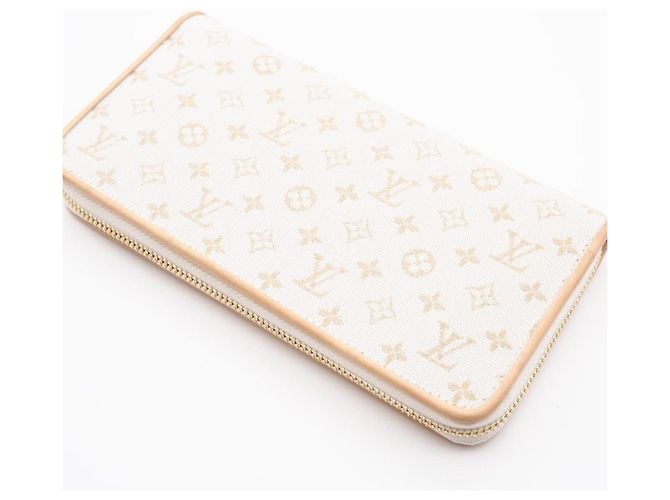 Louis Vuitton Monogram Mini Zippy Geldbörse Weiß Beige - Ansicht 4
