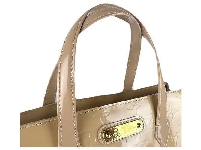 Borsa Louis Vuitton Monogram Vernis Wilshire PM Beige - vista 10