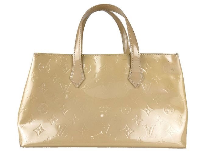 Borsa Louis Vuitton Monogram Vernis Wilshire PM Beige - vista 3