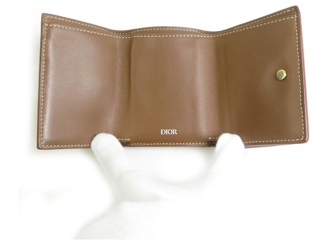 Billetera de cuero marrón para hombre Christian Dior Castaño - vista 3