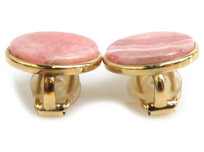 Pendientes de clip dorados y rosas Christian Dior - vista 3