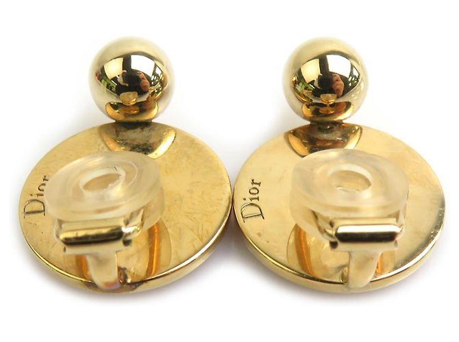 Pendientes de clip dorados y rosas Christian Dior - vista 5