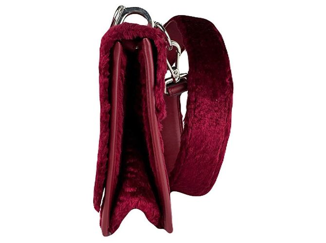 Borsa a Spalla in Pelliccia Fendi Canayef Rosso - vista 2