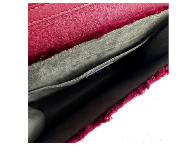 Borsa a Spalla in Pelliccia Fendi Canayef Rosso - vista 5
