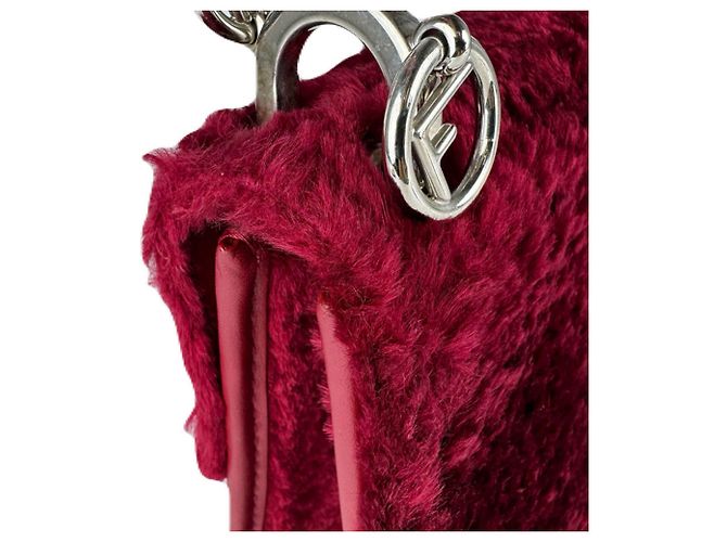 Borsa a Spalla in Pelliccia Fendi Canayef Rosso - vista 6