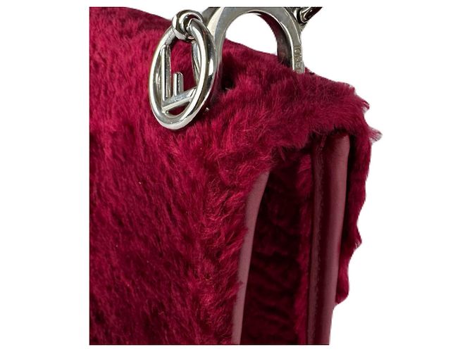 Borsa a Spalla in Pelliccia Fendi Canayef Rosso - vista 7