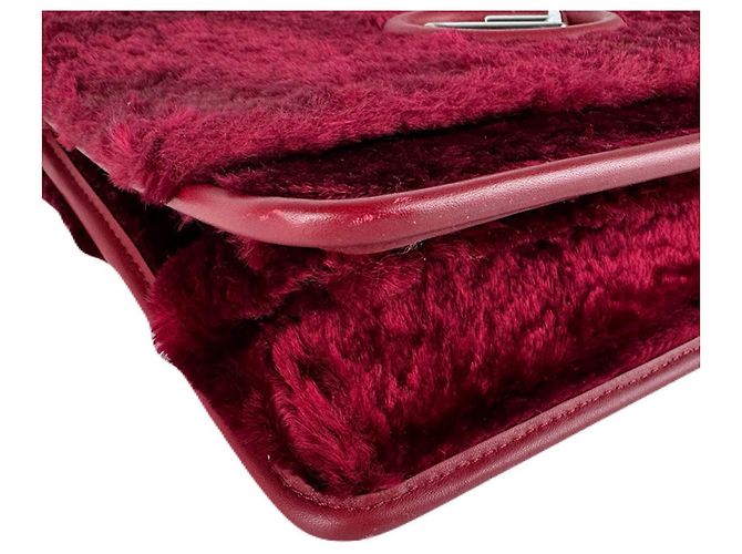Borsa a Spalla in Pelliccia Fendi Canayef Rosso - vista 8