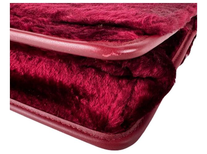 Borsa a Spalla in Pelliccia Fendi Canayef Rosso - vista 9