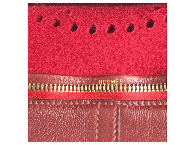 Borsa da viaggio con logo H-Punching di Hermès Rosso - vista 13