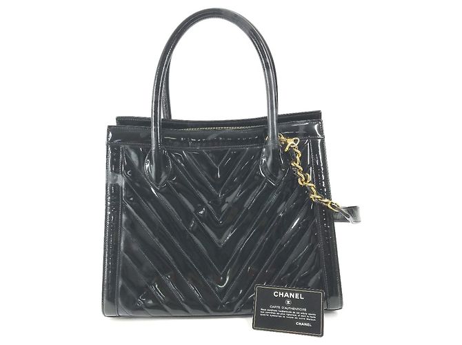 Borsa Chanel Vintage V-Stitch 2 in 1 Nero D'oro - vista 16