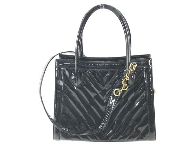 Borsa Chanel Vintage V-Stitch 2 in 1 Nero D'oro - vista 2