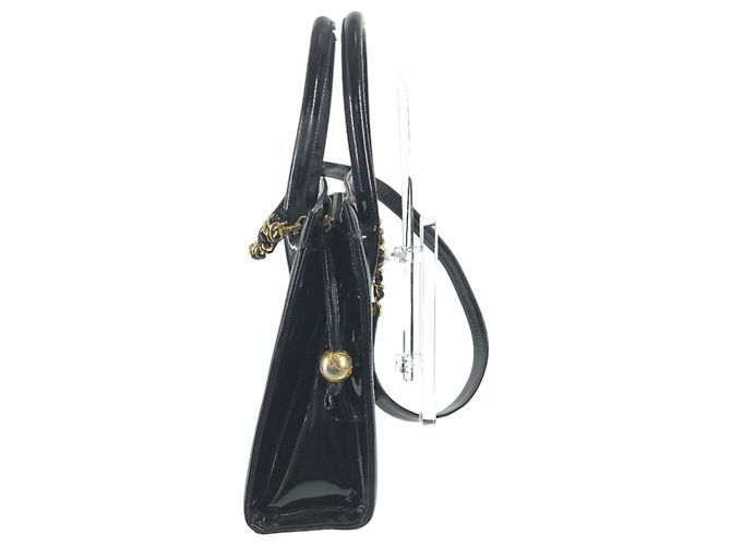 Borsa Chanel Vintage V-Stitch 2 in 1 Nero D'oro - vista 3