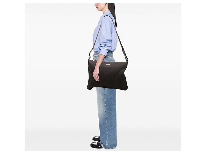 Borsa a tracolla in denim GG marrone di Gucci Marrone scuro - vista 8
