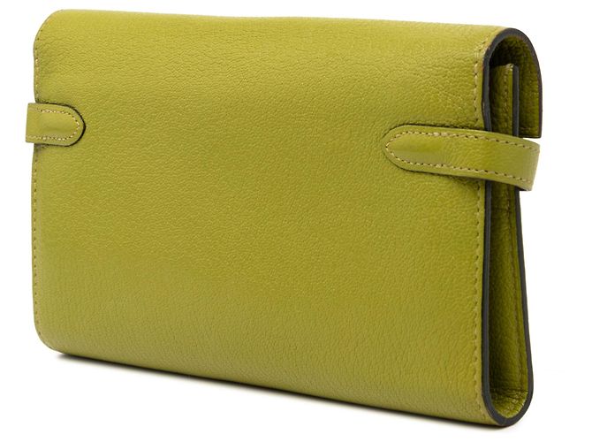 Cartera Larga Kelly en Cabra Mysore Verde Hermès Verde oliva - vista 2
