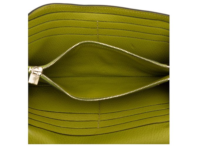 Cartera Larga Kelly en Cabra Mysore Verde Hermès Verde oliva - vista 4
