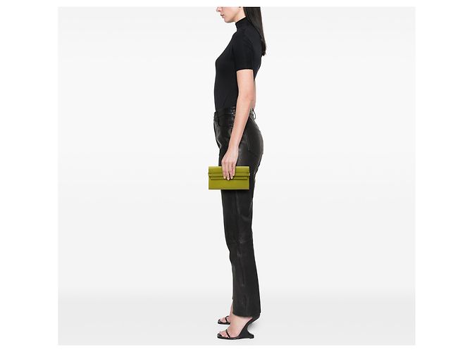Cartera Larga Kelly en Cabra Mysore Verde Hermès Verde oliva - vista 7