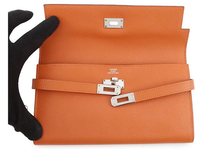 Cartera Larga Kelly de Hermès en Cuero Epsom Naranja - vista 4