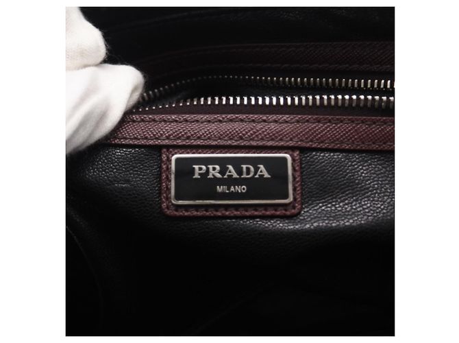 Borsa Second Double-Zip Logo Saffiano PRADA Marrone - vista 17