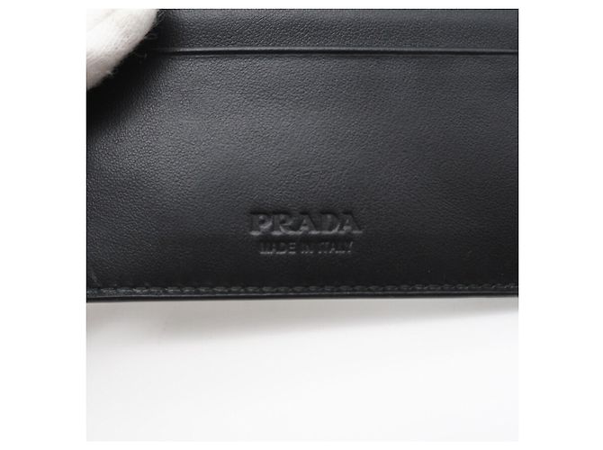 Portafoglio compatto bifold in pelle verniciata Prada Nero Argento - vista 12